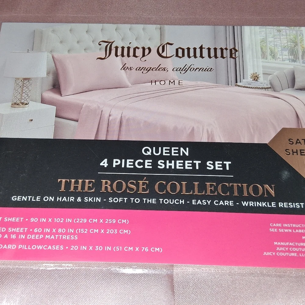 Juicy Couture Pink Satin Sheet Set